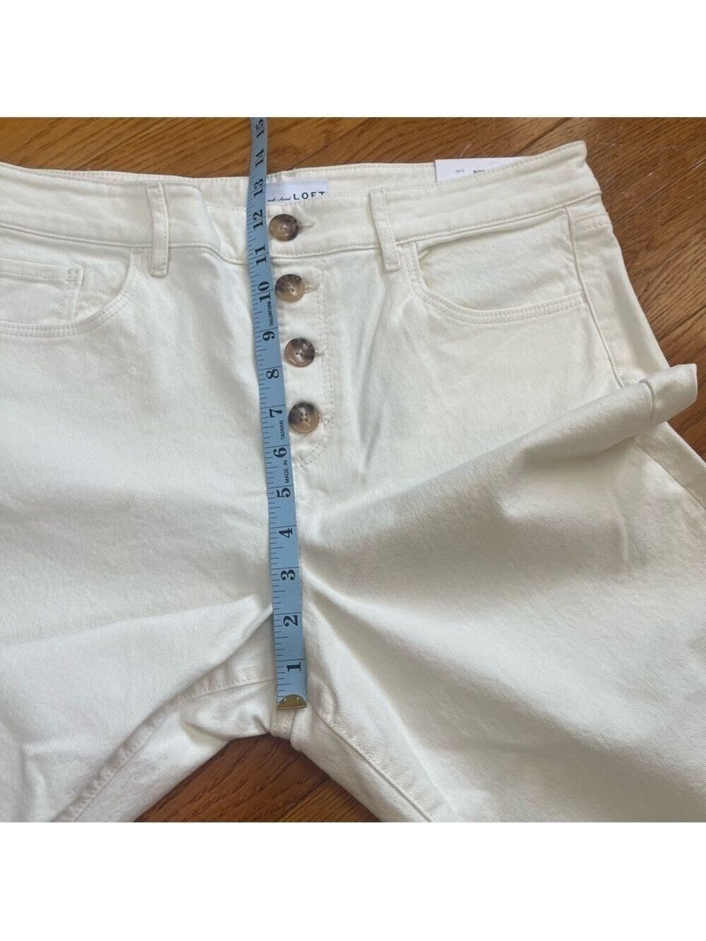 Ann Taylor LOFT High Waist Wide Leg Crop Jeans White Size 12P/31 - Picture 10 of 13